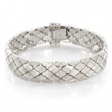 Elegantă brățară mesh din argint gravat și rodinat | Italia cca. 1980