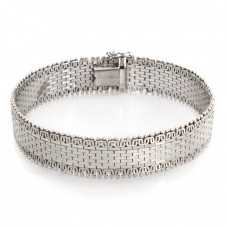 Elegantă brățară mesh mid-century din argint texturat prin gravare guilloche | Germania cca.1970 Elegantă brățară mesh mid-century din argint texturat prin gravare guilloche | Germania cca.1970
