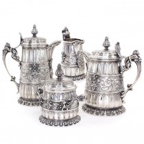 Monumental serviciu din argint pentru servirea ceaiului și a cafelei | Neoclassical Historismus |atelier Zanetti & Pellegrini | cca. 1945