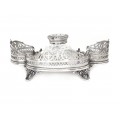 Encrieră victoriană din alamă argintată  și cristal | atelier Martin Hall & Co Sheffield | Marea Britanie cca. 1855