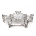 Encrieră victoriană din alamă argintată  și cristal | atelier Martin Hall & Co Sheffield | Marea Britanie cca. 1855