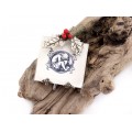 Ramă foto miniaturală din argint decorată cu ramură de ilex | accente emailate cloisonne | Italia 