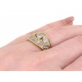 Inel vintage Art Deco din aur 18 K decorat cu diamante naturale 0.38 CT | Germania cca. 1950