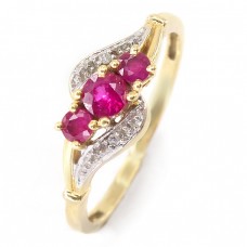 Inel din aur galben 18k decorat cu rubine naturale & diamante naturale | atelier Maty | Franța Inel din aur galben 18k decorat cu rubine naturale & diamante naturale | atelier Maty | Franța