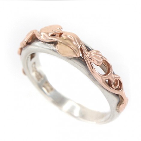 Inel din aur roz 9k și argint sterling | manufactură de atelier Clogau | Marea Britanie 2020