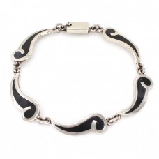 Brațară modernistă mexicană din argint intarsiat cu email | bijuterie unisex | atlier Taxco cca. 1980 Brațară modernistă mexicană din argint intarsiat cu email | bijuterie unisex | atlier Taxco cca. 1980