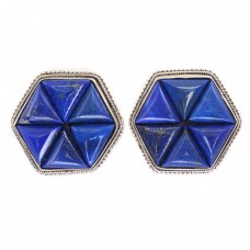 Cercei clipsuri moderniste din argint cu lapis lazuli natural | Franța  cca. 1970 -1980 Cercei clipsuri moderniste din argint cu lapis lazuli natural | Franța  cca. 1970 -1980