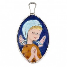 Iconiță decorațiune pentru bradul de Crăciun din argint & email | Franța  cca. 1950 - 1960 Iconiță decorațiune pentru bradul de Crăciun din argint & email | Franța  cca. 1950 - 1960
