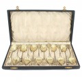 Serviciu de lingurițe din argint aurit rafinat decorate în stil neoclasic | 12 piese în cutia originală | cca.1900