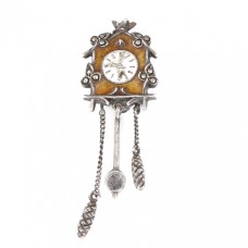 Broșă Art Deco rafinat stilizată sub forma unei pendul de perete |  argint emailat & marcasite | Germania Broșă Art Deco rafinat stilizată sub forma unei pendul de perete |  argint emailat & marcasite | Germania
