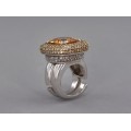 Spectaculos inel cocktail modernist din argint decorat cu topaz și cristale zirconium 