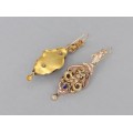 Cercei victorieni din aur 12 k decorați cu tanzanite naturale | Franța cca.1850
