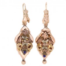 Cercei victorieni din aur 12 k decorați cu tanzanite naturale | Franța cca.1850 Cercei victorieni din aur 12 k decorați cu tanzanite naturale | Franța cca.1850