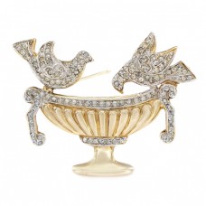 Broșă Victorian Revival din argint aurit decorat cu suite de cristale zirconium | atelier Todescato Mario di Giuseppe | cca.1980 Broșă Victorian Revival din argint aurit decorat cu suite de cristale zirconium | atelier Todescato Mario di Giuseppe | cca.1980