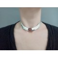 Colier choker din argint decorat cu agat carneol natural | Mexic cca. 1990