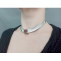 Colier choker din argint decorat cu agat carneol natural | Mexic cca. 1990