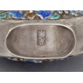 Sticluță chinezească pentru tutun de prizat decorată cu reprezentări ale Zeului Longevității | argint emailat, turcoaz & coral natural | cca. 1900