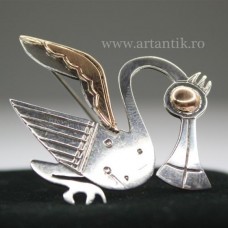 brosa peruviana INCA. argint & aur 18 K. Graziella Laffi cca 1950 brosa peruviana INCA. argint & aur 18 K. Graziella Laffi cca 1950