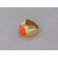 Inel statement modernist din aur 18k și coral natural | Italia cca.1970 - 1980