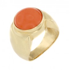 Inel statement modernist din aur 18k și coral natural | Italia cca.1970 - 1980 Inel statement modernist din aur 18k și coral natural | Italia cca.1970 - 1980