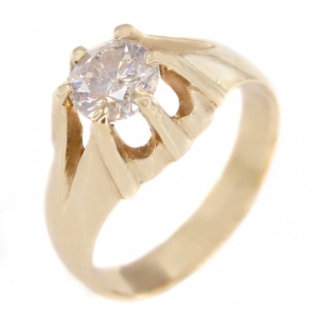 Inel victorian din aur galben decorat cu un diamant de 1 CT |  Marea Britanie cca.1880 - 1900