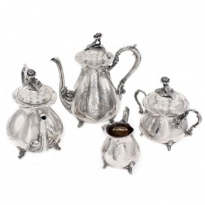 Serviciu Art Nouveau din argint pentru servirea ceaiului și a cafelei | In Fide Virtus |  cca.1900 - 1910 Serviciu Art Nouveau din argint pentru servirea ceaiului și a cafelei | In Fide Virtus |  cca.1900 - 1910