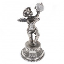 Statuetă miniaturală din argint Amoraș cu tamburină | atelier milanez | cca.1950