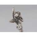 Statuetă miniaturală din argint Amoraș cu tamburină | atelier milanez | cca.1950