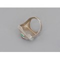 Spectaculos inel Poison Ring semnat de reputatul orfevru Roland Daraspe | argint & agate | Franța cca 1990