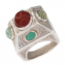 Spectaculos inel Poison Ring semnat de reputatul orfevru Roland Daraspe | argint & agate | Franța cca 1990 Spectaculos inel Poison Ring semnat de reputatul orfevru Roland Daraspe | argint & agate | Franța cca 1990