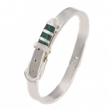 Brățară mexicană din argint și malahit natural | Buckle | cca. 1980 - 1990 Brățară mexicană din argint și malahit natural | Buckle | cca. 1980 - 1990