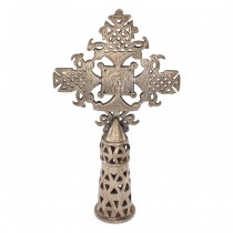 Veche cruce ceremonială coptă din bronz argintat | Etiopia  cca. 1950