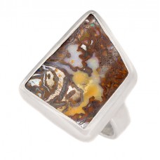 Inel statement din argint decorat cu un spectaculos opal natural Yowah | Australia  Inel statement din argint decorat cu un spectaculos opal natural Yowah | Australia