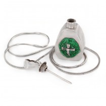 Colier din argint accesorizat cu un flacon pentru parfum decorat cu motiv religios | paiete & cristale baguette | Italia
