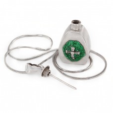 Colier din argint accesorizat cu un flacon pentru parfum decorat cu motiv religios | paiete & cristale baguette | Italia Colier din argint accesorizat cu un flacon pentru parfum decorat cu motiv religios | paiete & cristale baguette | Italia