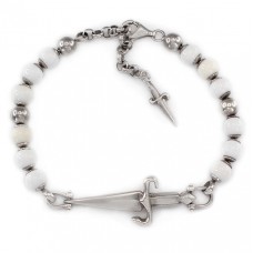 Brățară unisex din argint Cesare Paciotti | anturaje cabochon de onix alb |  Italia cca. 2010 Brățară unisex din argint Cesare Paciotti | anturaje cabochon de onix alb |  Italia cca. 2010