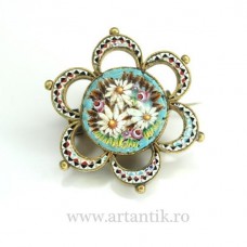 brosa victoriana micromozaic "pietra dura". argint vermeil cca 1880. Italia brosa victoriana micromozaic "pietra dura". argint vermeil cca 1880. Italia