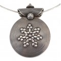 Colier din argint cu amuletă mandala decorată cu fulg de nea | Rajasthan - India