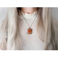 Colier din argint accesorizat cu un pandant scandinav Skowirke decorat cu agat carnelian | Danemarca