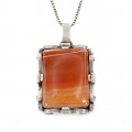 Colier din argint accesorizat cu un pandant scandinav Skowirke decorat cu agat carnelian | Danemarca