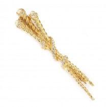 Elegantă broșă vintage decorată cu perle faux și cristale | oțel placat cu aur galben | Franța cca. 1980
