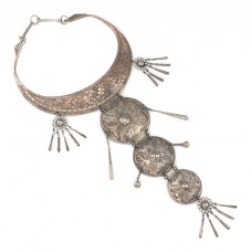 Opulent colier etnic Miao din cupru argintat și gravat manual | Laos Opulent colier etnic Miao din cupru argintat și gravat manual | Laos