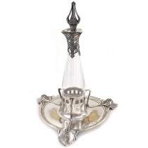 Decantor Art Nouveau pentru lichior | atelier WMF | alamă argintată | Germania cca. 1906