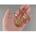Lanț  Art Deco cu medalion porte-bonheur Sf. Cristofor și accesorii pentru ceas de buzunar | atelier Hickok | Statele Unite cca. 1920 - 1930