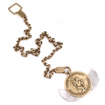 Lanț  Art Deco cu medalion porte-bonheur Sf. Cristofor și accesorii pentru ceas de buzunar | atelier Hickok | Statele Unite cca. 1920 - 1930