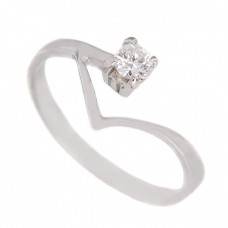 Rafinat inel din aur alb 18k decorat cu diamant solitar 0.15 CT | atelier Melani & Busio | cca. 1965 Rafinat inel din aur alb 18k decorat cu diamant solitar 0.15 CT | atelier Melani & Busio | cca. 1965