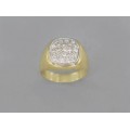 Inel cocktail retromodernist  din aur alb și galben 18k decorat cu diamante naturale 0.58 CT | cca. 1970 