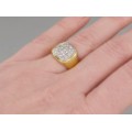 Inel cocktail retromodernist  din aur alb și galben 18k decorat cu diamante naturale 0.58 CT | cca. 1970 