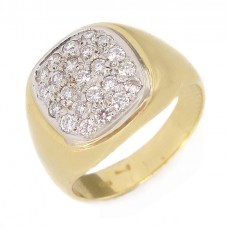 Inel cocktail retromodernist  din aur alb și galben 18k decorat cu diamante naturale 0.58 CT | cca. 1970  Inel cocktail retromodernist  din aur alb și galben 18k decorat cu diamante naturale 0.58 CT | cca. 1970