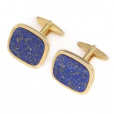 Butoni vintage retromoderniști decorați cu lapis lazuli natural | oțel placat cu aur | cca. 1960 - 1970 Butoni vintage retromoderniști decorați cu lapis lazuli natural | oțel placat cu aur | cca. 1960 - 1970